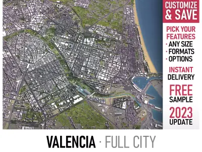 Valencia - 3D City Models Low-poly 3D model