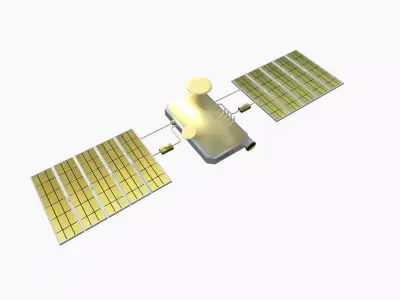 Satellite I02 White Gold - SciFi Space Design Low-poly 3D model