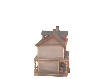 Spooky 3D Model of Haunted Dollhouse with Four 3D model