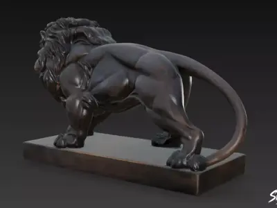 Lion Statue V39 Low-poly 3D model