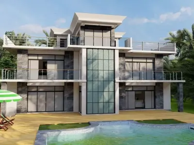 Casa Scene-villa-modern house 3D model 64