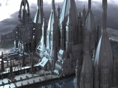 Sci-Fi City Mansion Complex kit bash  3D model