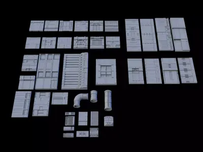 Sci-Fi Panel Kitbash Low-poly 3D model