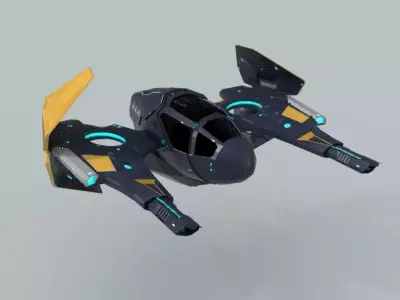 Futuristic Spaceship 3D  Low-poly 3D model