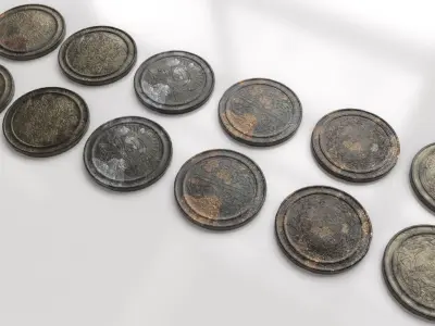 Old Coin - Artifact Low-poly 3D model