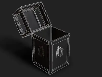 Square Trash Can Bin Low-poly 3D model