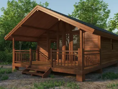 Small Wooden House For Nature Living Low-poly 3D model