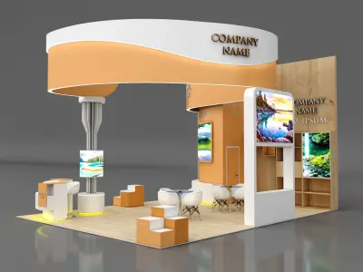 Booth Exhibition Stand Stall 6x8m Height 500 cm 3 Side Open 3D model