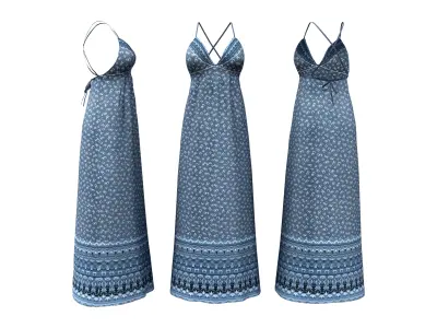 Strapped Cross Back Maxi Dress Low-poly 3D model