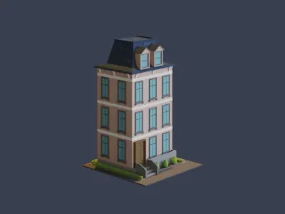 Cartoon Buildings Low-poly 3D model