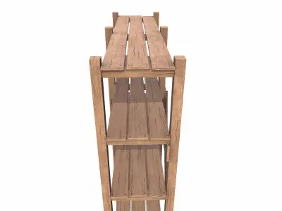  Old Wooden storage Shelf Low-poly PBR 