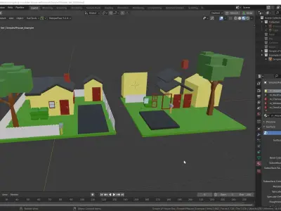 Simple LP House Set Low-poly 3D model