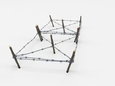 Low Poly Barb Wire Obstacle Low-poly 3D model