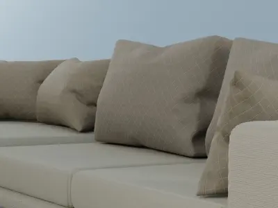Fabric Sofa with a Dark Wood Table Free low-poly 3D model