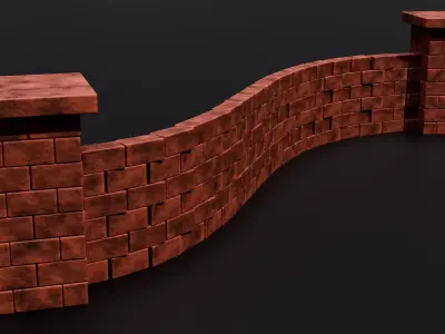 Customizable Brick Wall - Geometry Nodes - Blender 3D model