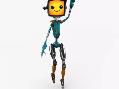 Cartoon Telebot Low-poly 3D model