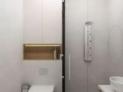 toilet modern bathroom with tiled floor 3D model