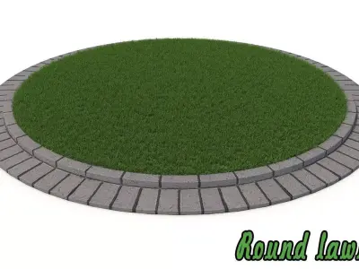 Grass brick wall with on top 3D model