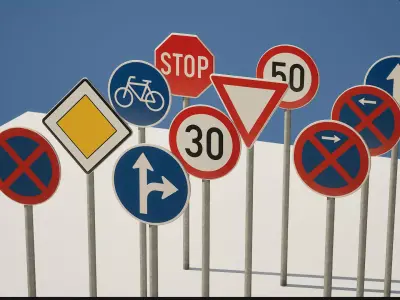 EU traffic signs Free low-poly 3D model