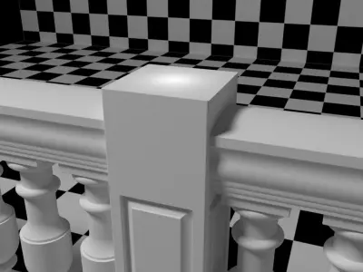 Exterior Railing - White Vinyl - Style 13 3D model