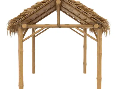 Bamboo shelter beach canopy 4-corner 3D model