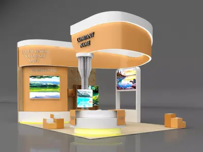 Booth Exhibition Stand Stall 6x8m Height 500 cm 3 Side Open 3D model