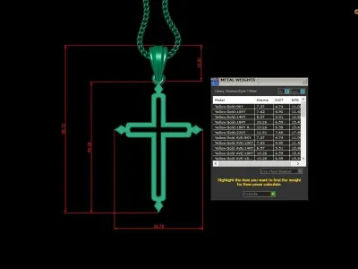 High Cross Pendant Light Gold 18K 4CP040 3D print model