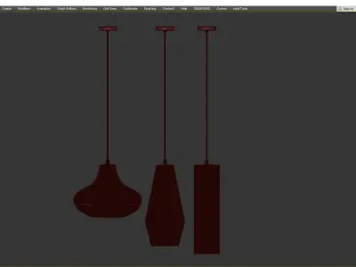 RENORD three pendant lights with orange and shades Low-poly 3D model