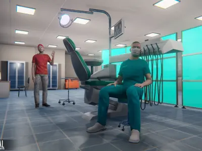 Hospital - modular building  props and characters Low-poly 3D model