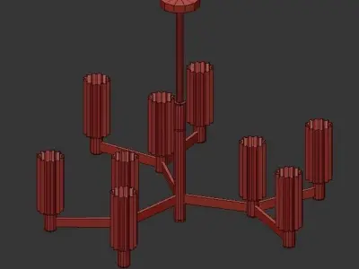 THE234 gold and chandelier with glass shades 3D model