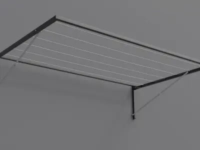 Wall-mounted clothes line - dark Low-poly 3D model