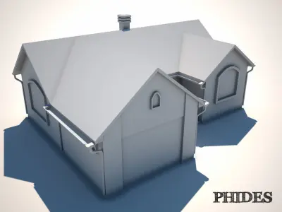 Low poly house untextured Low-poly 3D model