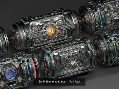Sci Fi Mega Elements Kitbash 2 in 1 3D Model Pack