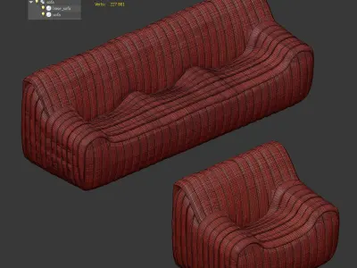 Sofa and armchair Espace Nord Ouest 3D model