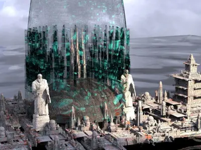 Sci fi energy Barrier City 2 3D model