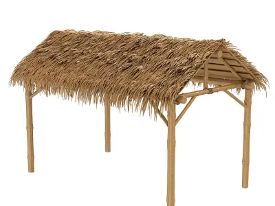 Bamboo shelter beach canopy 4-corner 3D model