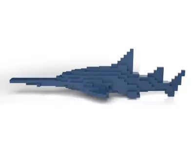 Sawshark Minecraft Voxel Low-poly 3D model