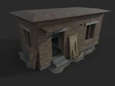 Abandoned Military Checkpoint Low-poly 3D model