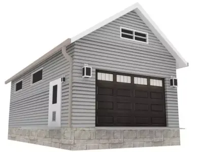 Garage with two doors and roof 3D model