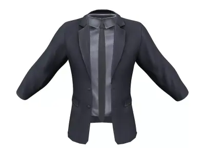 Men Charcoal Gray Suit Jacket With Shirt And Tie Low-poly 3D model