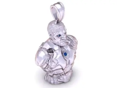 Futuristic Warrior Bust Pendant 3D Printable Model 3D print model