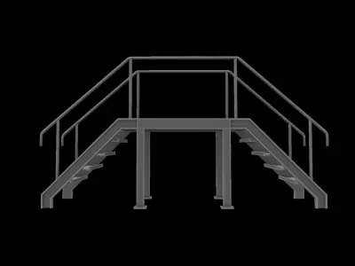 Stair metal ladder Low-poly 3D model