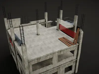 building construction of house Low-poly 3D model