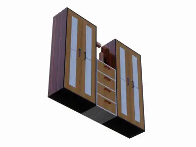 Wardrobe with drawers and doors 3D model