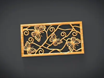 Window ventilation ornaments with Butterfly motifs 3D print model