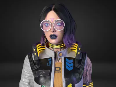 CyberPunk Girl  Low-poly 3D model
