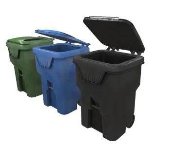 Trash Bins Low-poly 3D model