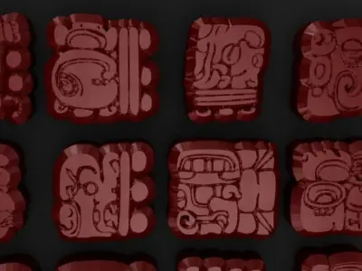Mayan Symbols Low-poly 3D model
