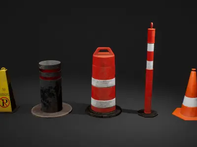Barriers Game Ready pole Low-poly 3D model
