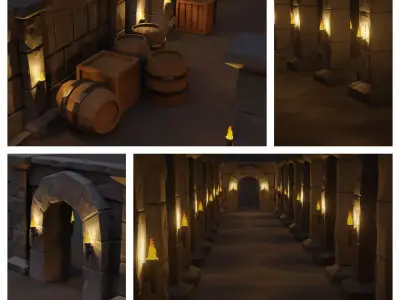 Dungeon assets pack 3D model